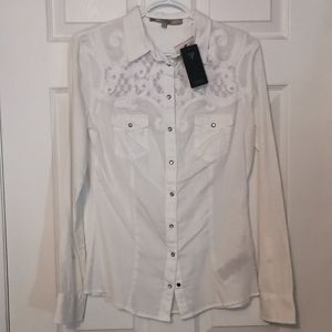 Guess white long sleeve shirt